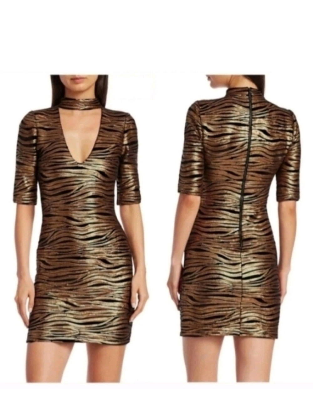 Alice + Olivia Inka Sequin Metallic Mini Dress  size 14